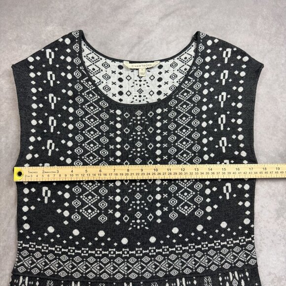 Geometric Pattern Sleeveless Knit Dress XL By 41 Hawthorn - Black & White - Picture 4 of 9